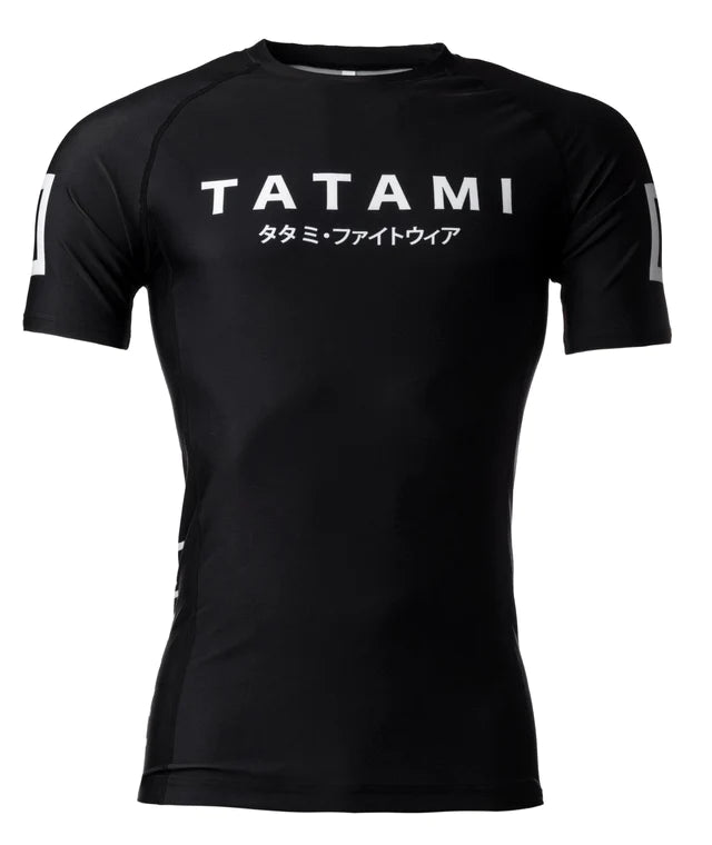 Katakana Short Sleeve Tatami Grappling Rashguard - Sort